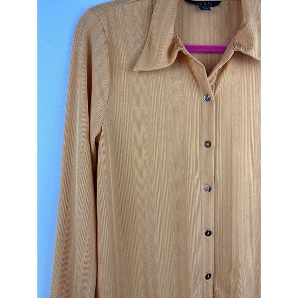 Iman XS Long Sleeve Button-Up Shirt - Mustard Yellow - Picture 3 of 6